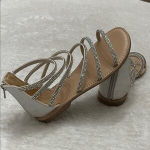 Silver Rhinestone Gladiator Evening Sandals